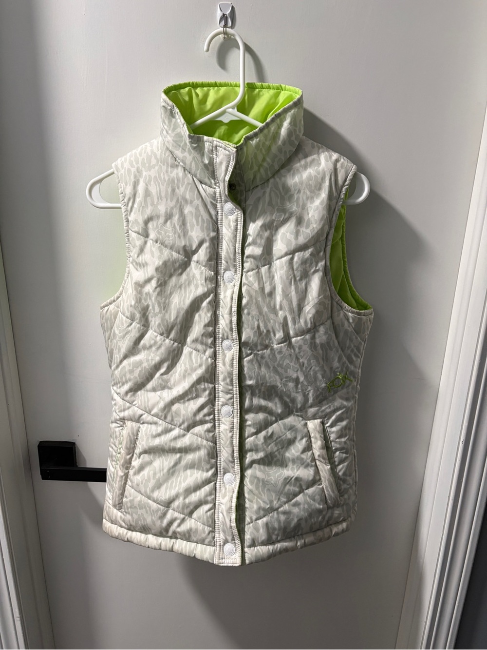 Fox Racing Company Light Grey Quilted Reversible Vest with Neon Lime Lining